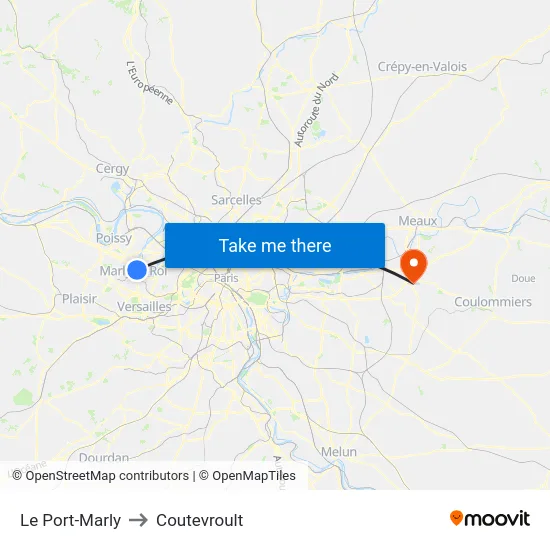 Le Port-Marly to Coutevroult map