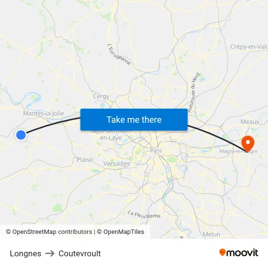 Longnes to Coutevroult map