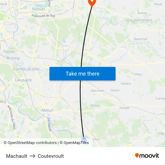 Machault to Coutevroult map