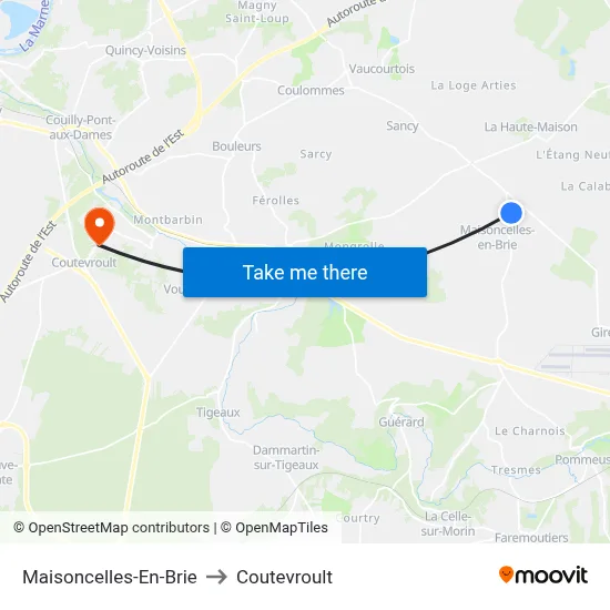 Maisoncelles-En-Brie to Coutevroult map