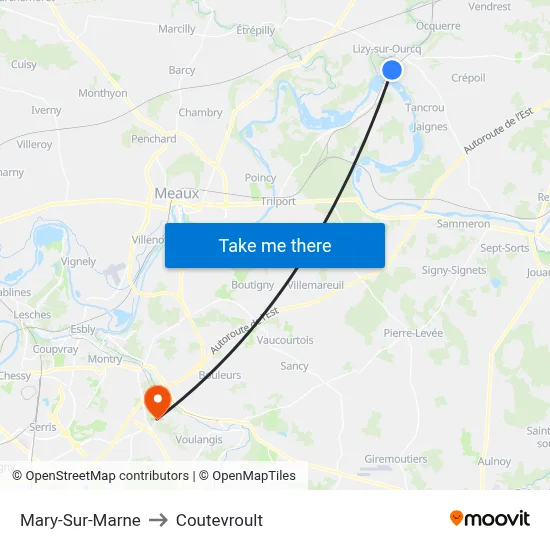 Mary-Sur-Marne to Coutevroult map