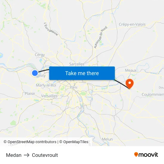 Medan to Coutevroult map