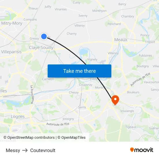 Messy to Coutevroult map