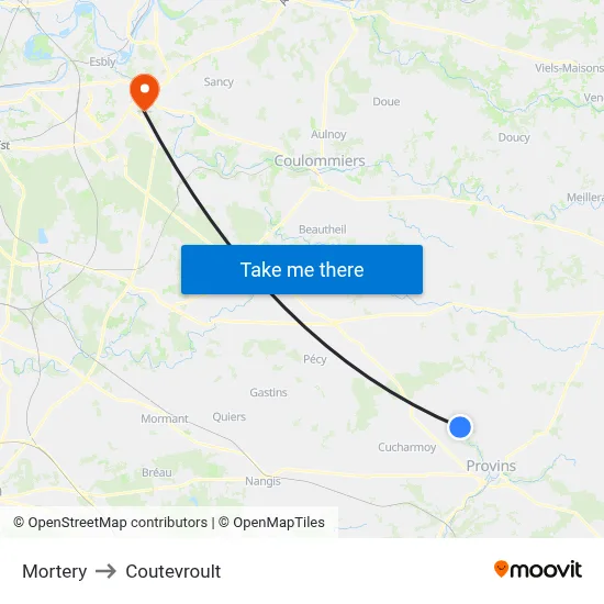 Mortery to Coutevroult map