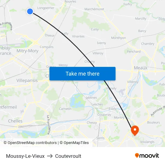Moussy-Le-Vieux to Coutevroult map