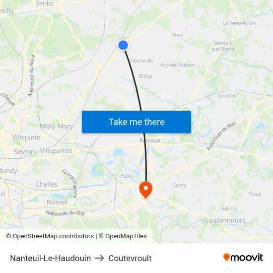 Nanteuil-Le-Haudouin to Coutevroult map
