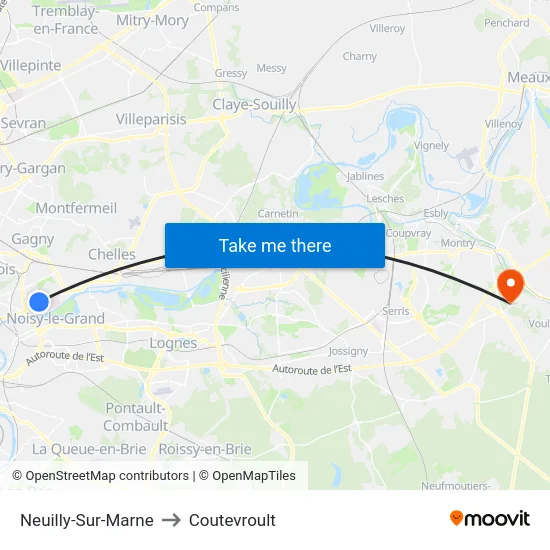 Neuilly-Sur-Marne to Coutevroult map