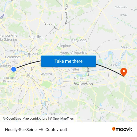 Neuilly-Sur-Seine to Coutevroult map