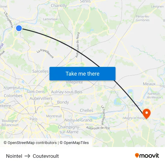 Nointel to Coutevroult map