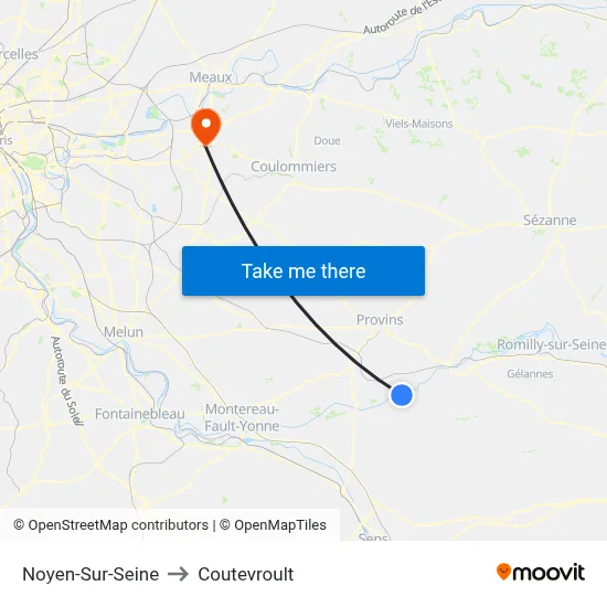 Noyen-Sur-Seine to Coutevroult map