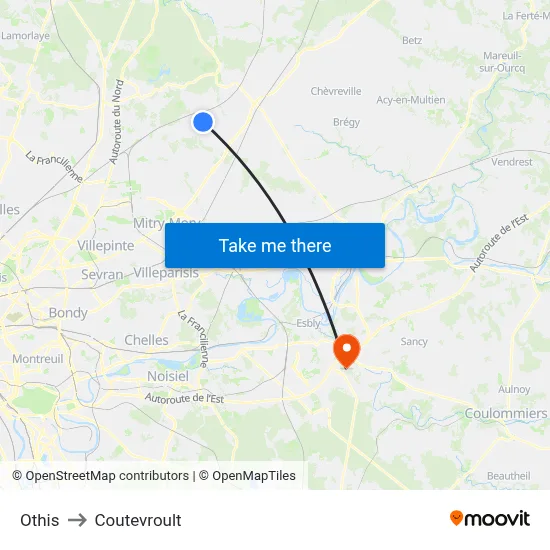 Othis to Coutevroult map