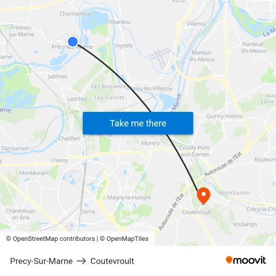 Precy-Sur-Marne to Coutevroult map