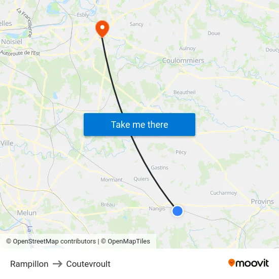 Rampillon to Coutevroult map