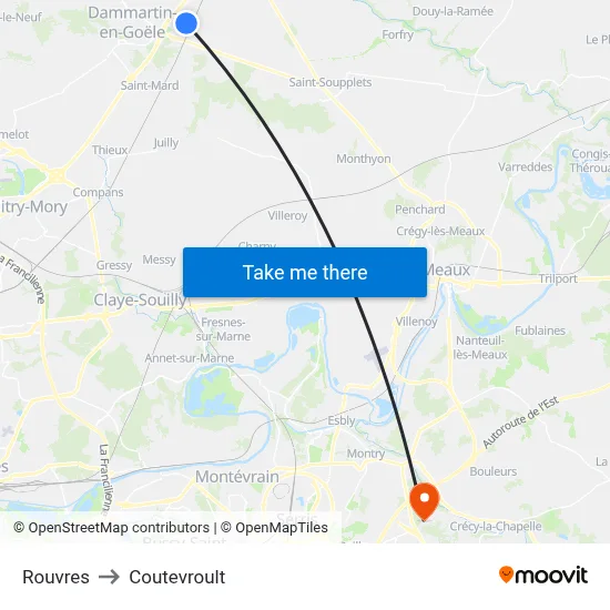 Rouvres to Coutevroult map