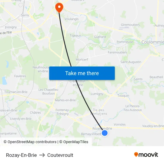 Rozay-En-Brie to Coutevroult map