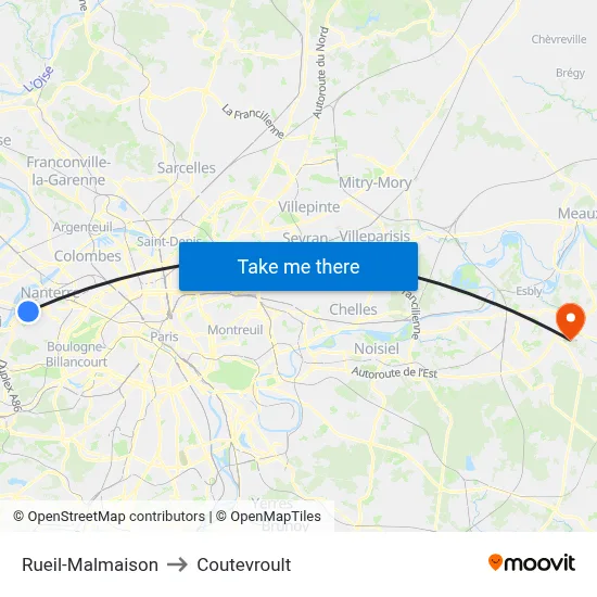 Rueil-Malmaison to Coutevroult map