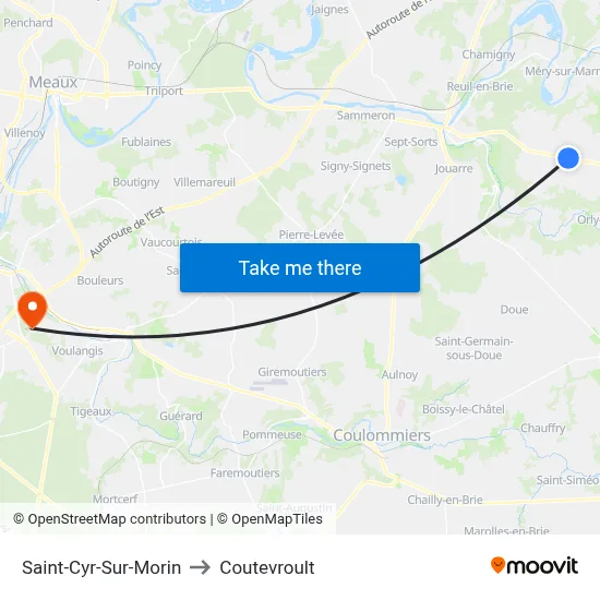 Saint-Cyr-Sur-Morin to Coutevroult map