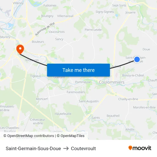 Saint-Germain-Sous-Doue to Coutevroult map