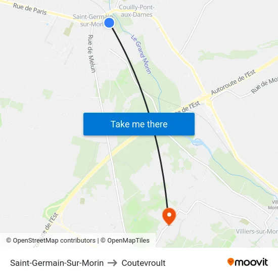 Saint-Germain-Sur-Morin to Coutevroult map