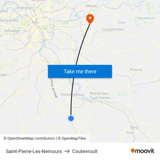 Saint-Pierre-Les-Nemours to Coutevroult map