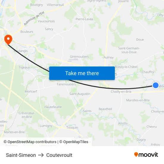 Saint-Simeon to Coutevroult map