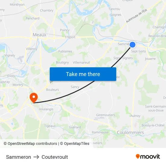 Sammeron to Coutevroult map