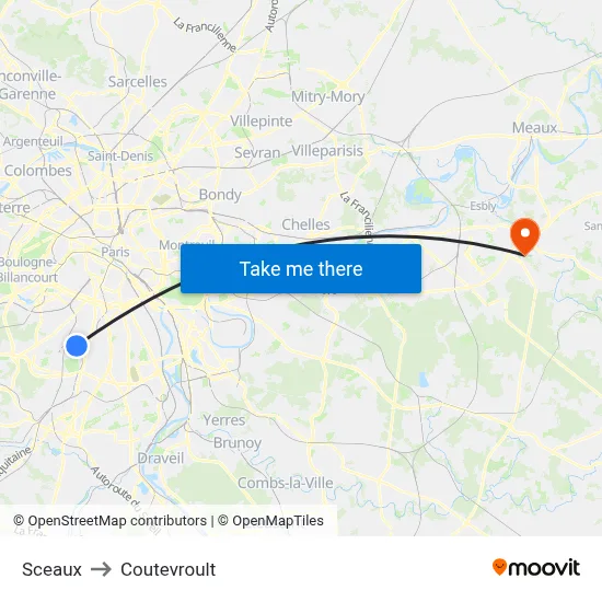 Sceaux to Coutevroult map