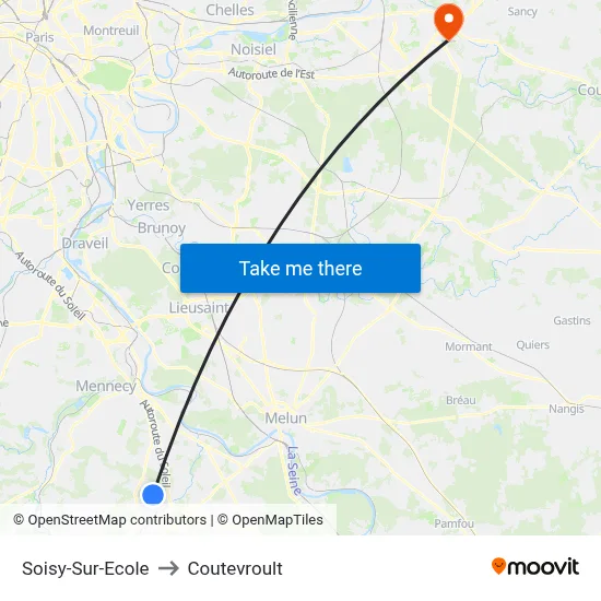 Soisy-Sur-Ecole to Coutevroult map