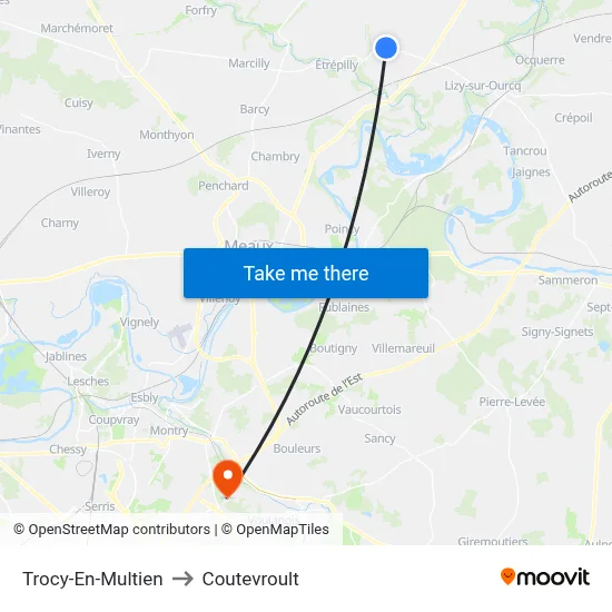 Trocy-En-Multien to Coutevroult map