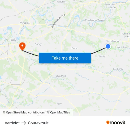 Verdelot to Coutevroult map