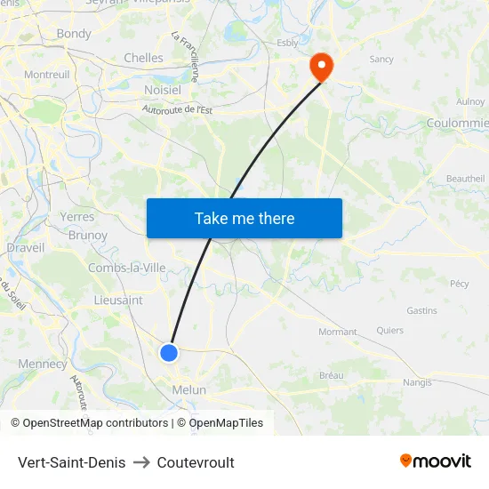 Vert-Saint-Denis to Coutevroult map