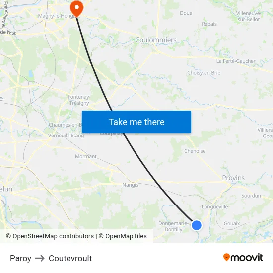 Paroy to Coutevroult map