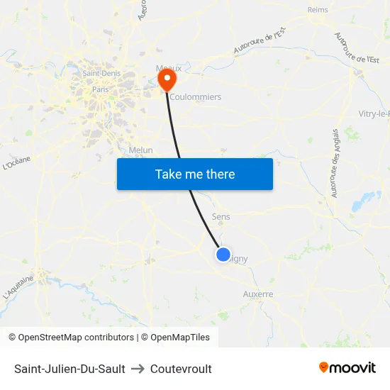 Saint-Julien-Du-Sault to Coutevroult map