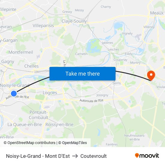 Noisy-Le-Grand - Mont D'Est to Coutevroult map