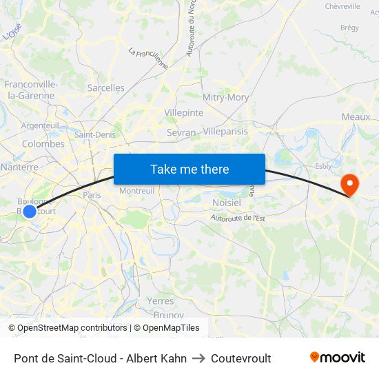 Pont de Saint-Cloud - Albert Kahn to Coutevroult map