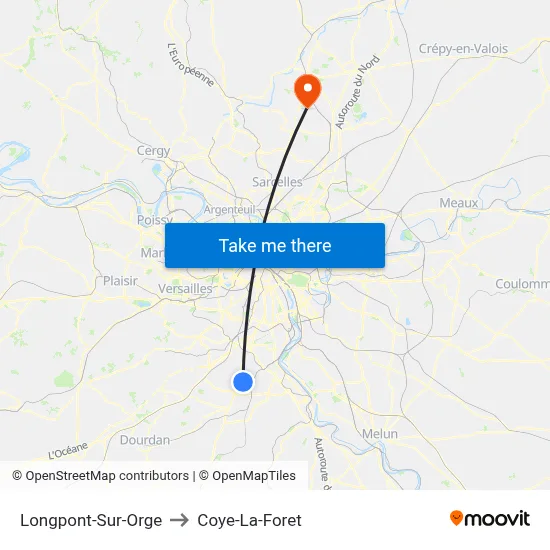 Longpont-Sur-Orge to Coye-La-Foret map