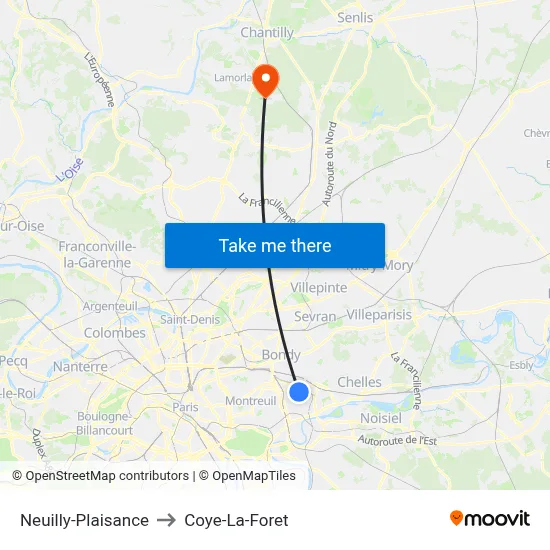 Neuilly-Plaisance to Coye-La-Foret map