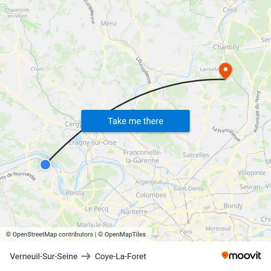 Verneuil-Sur-Seine to Coye-La-Foret map