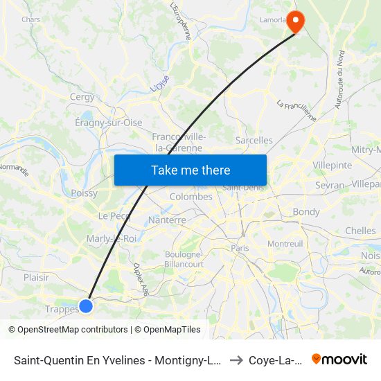 Saint-Quentin En Yvelines - Montigny-Le-Bretonneux to Coye-La-Foret map