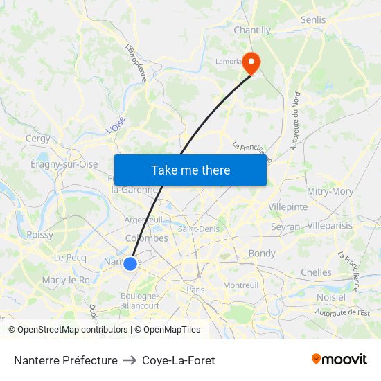 Nanterre Préfecture to Coye-La-Foret map