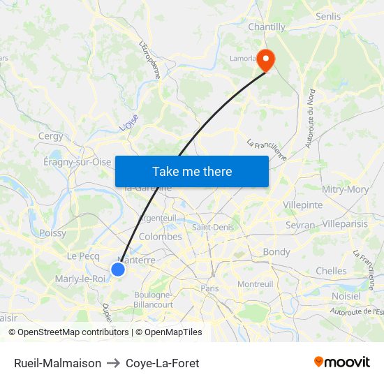 Rueil-Malmaison to Coye-La-Foret map