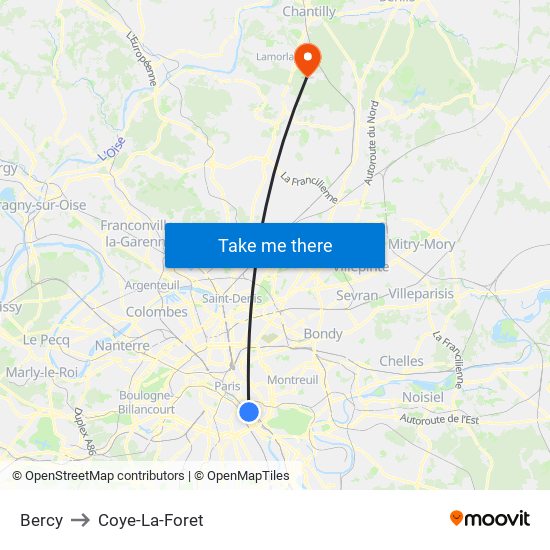 Bercy to Coye-La-Foret map
