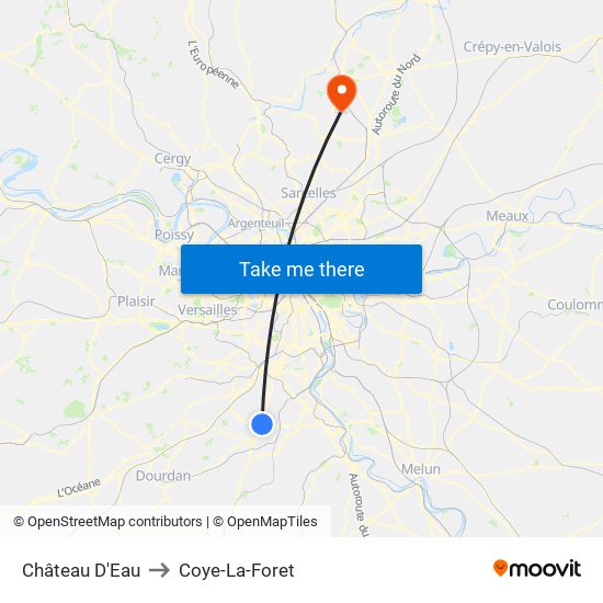 Château D'Eau to Coye-La-Foret map