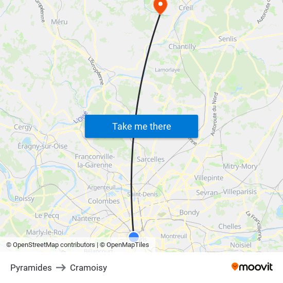 Pyramides to Cramoisy map