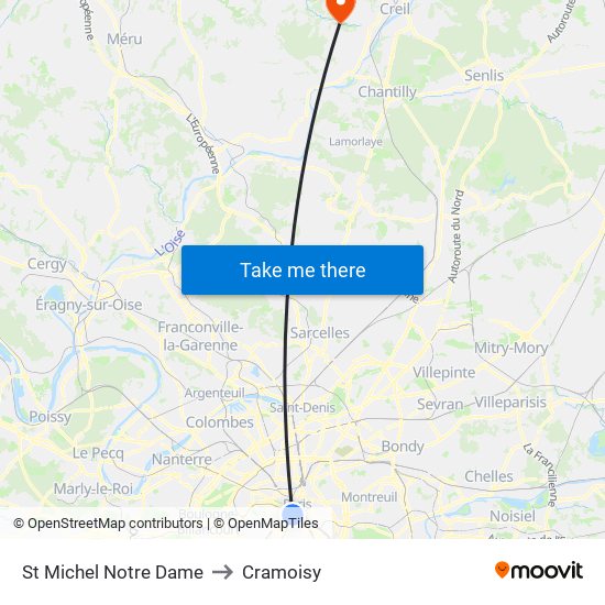 St Michel Notre Dame to Cramoisy map
