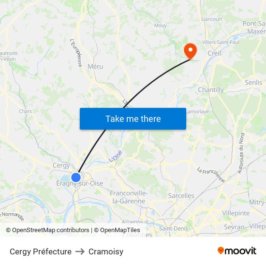 Cergy Préfecture to Cramoisy map