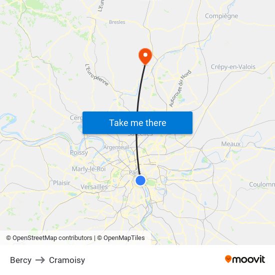 Bercy to Cramoisy map