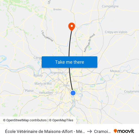 École Vétérinaire de Maisons-Alfort - Métro to Cramoisy map