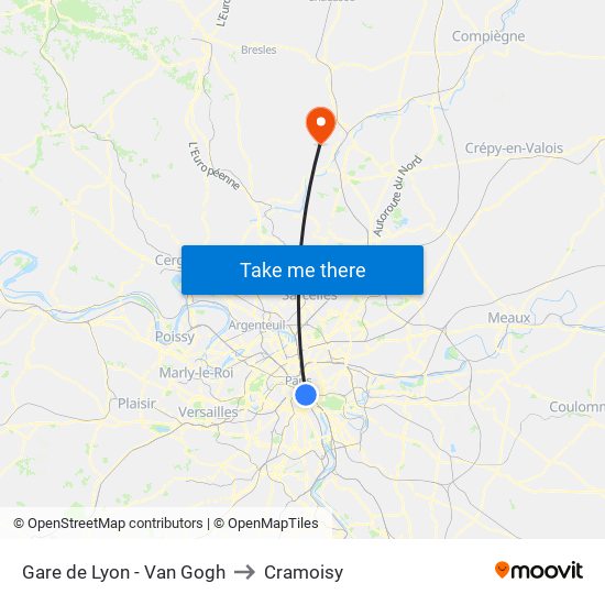 Gare de Lyon - Van Gogh to Cramoisy map