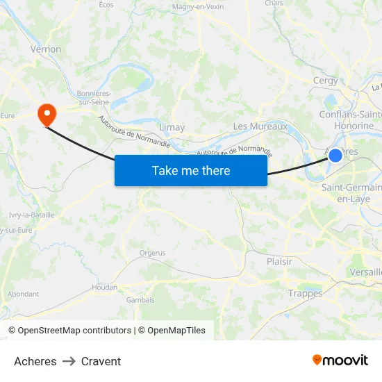 Acheres to Cravent map